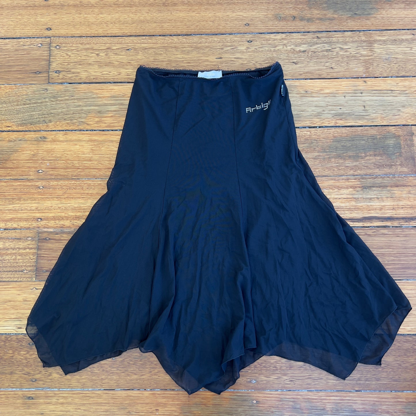 black mesh midi skirt