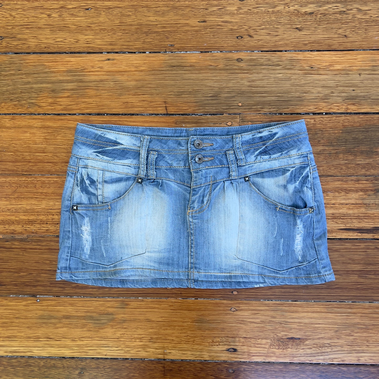light denim mini skirt