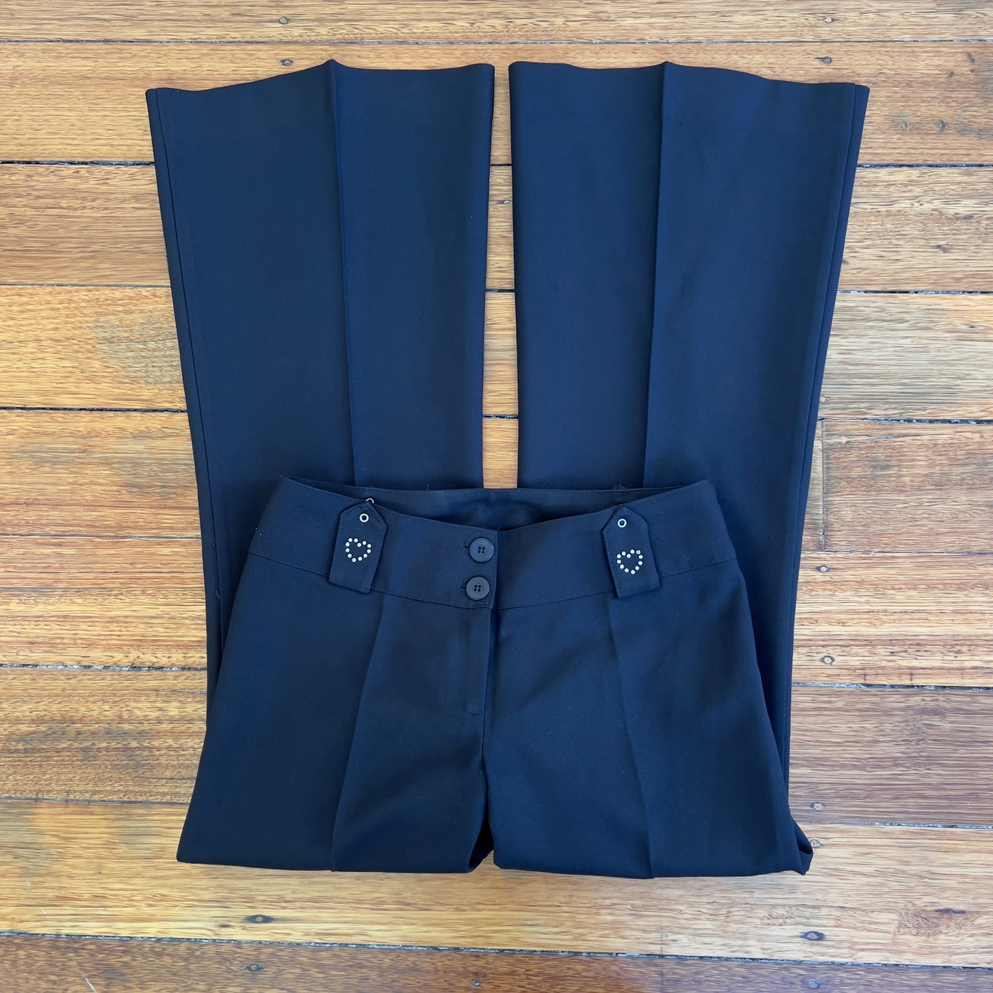 black flared trousers