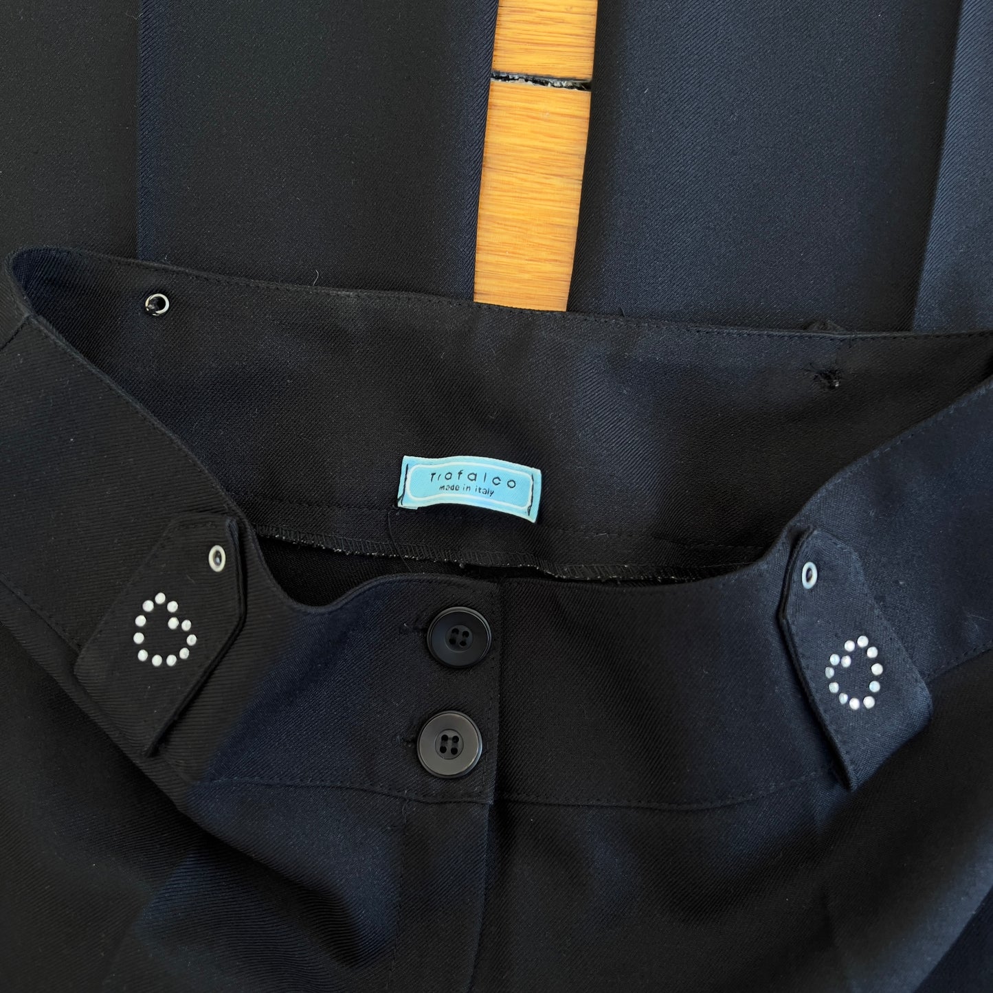 black flared trousers