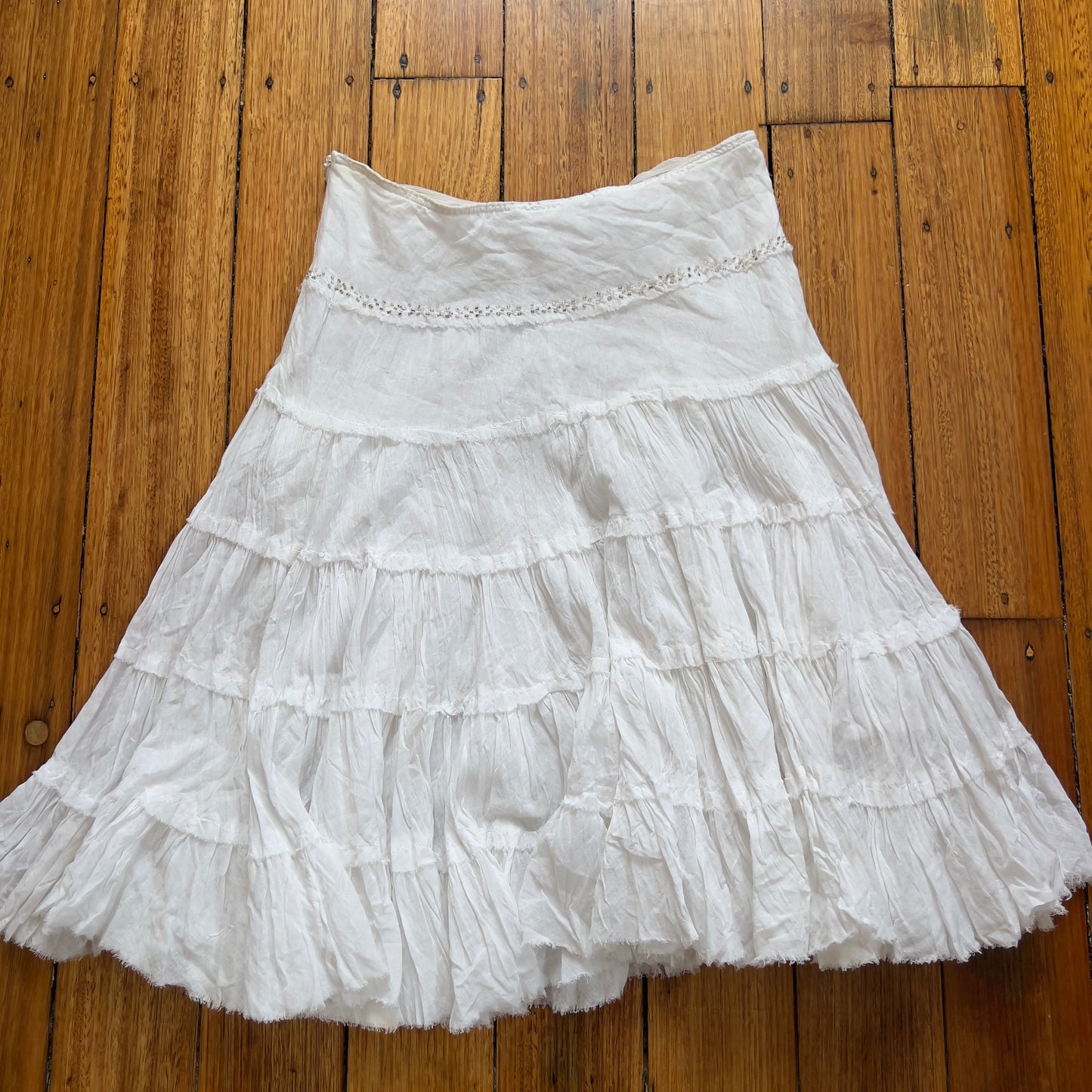 white cotton midi skirt