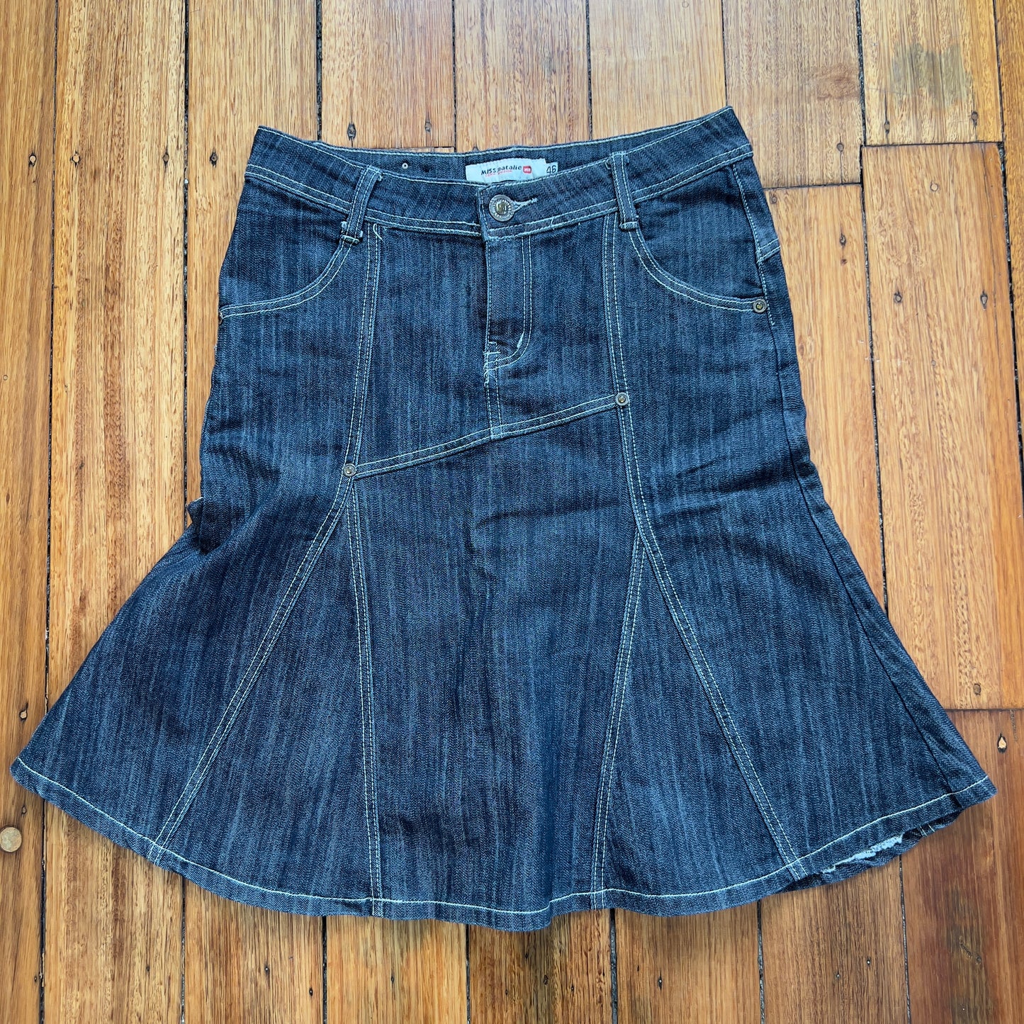 denim midi skirt