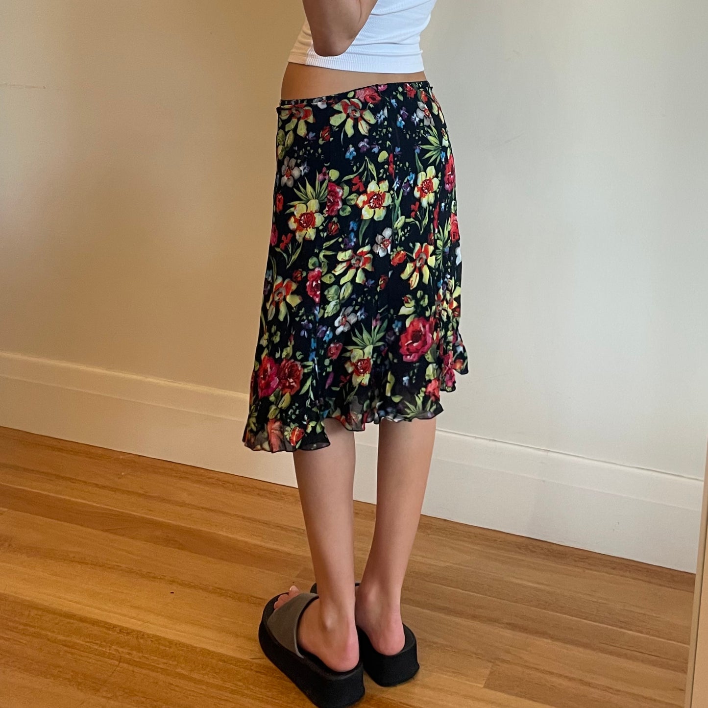 vintage floral midi skirt